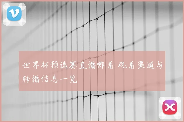 世界杯预选赛直播哪看 观看渠道与转播信息一览